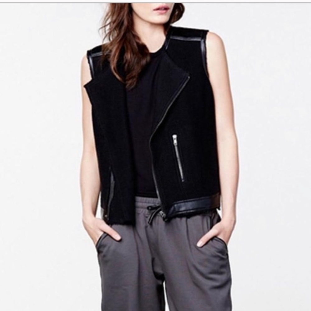 BB Dakota Camara Faux Leather Trimmed Vest - Sz L